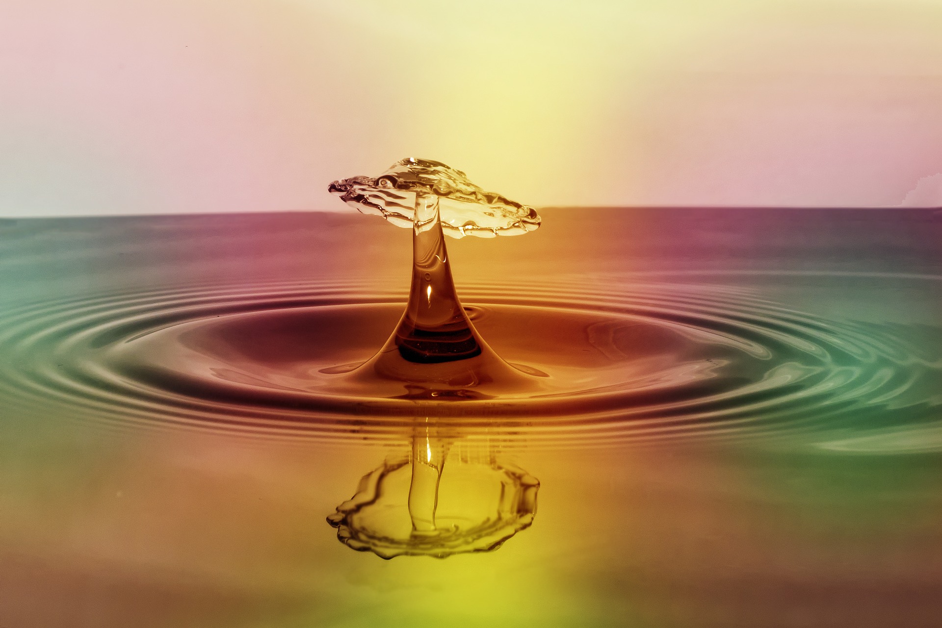 Highspeed water drop  with rainbow colors added