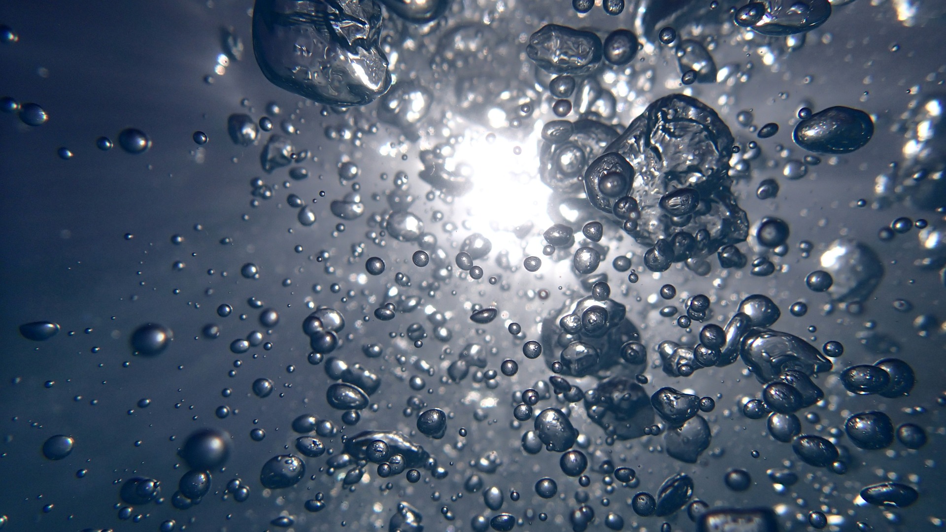 Air bubbles under water